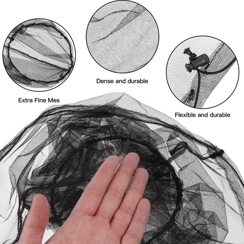 HESTYA 4 Pack Mosquito Net Face Mesh Net Protecting Head for Outdoor Hiking Camping Climbing Mosquito Fly Insects Preventing (Black, Gray,Big Size) - Image 3